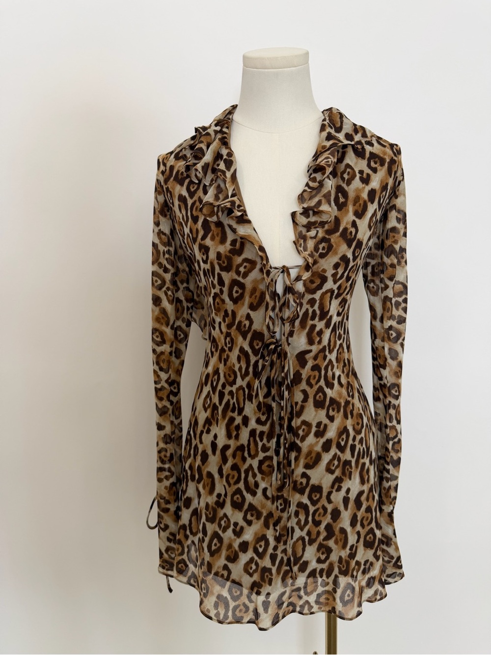 NWT Acoa Leopard Print Ruffle Dress